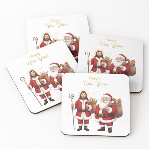 Item preview, Happy New Year Santa and Saint Nicholas Festive Design designed and sold by NovaDoodle Art Studio.