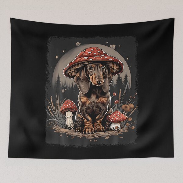 Item preview, Dachshund Dog Cottagecore Aesthetic Mushroom Hat Witchy designed and sold by JaimeTrudie.