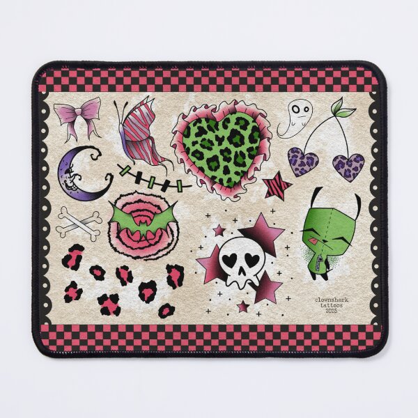 Item preview, Scene kid 2000s colorful animal print bordered tattoo flash designed and sold by gabbynrodriguez.