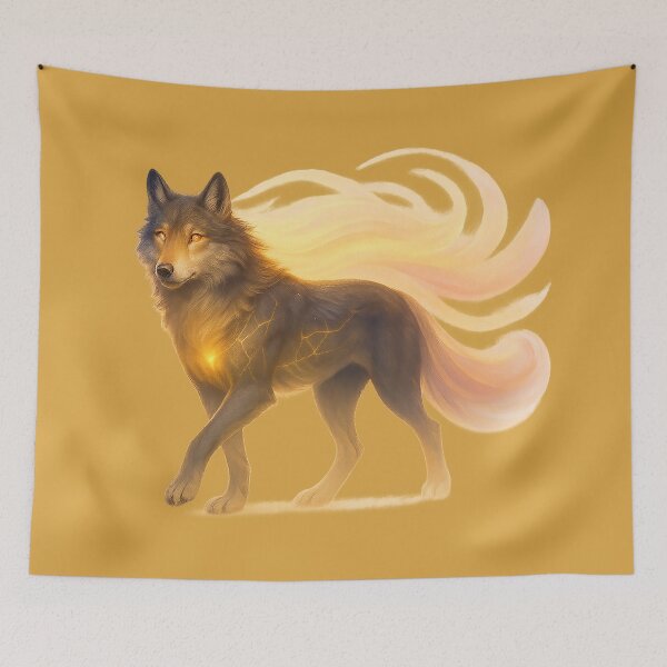 Item preview, ✦ Luminark Wolf — Dawnflare Guide ✦ - Burnished Honey Amber — #D9A441 designed and sold by WheelieGdArt.
