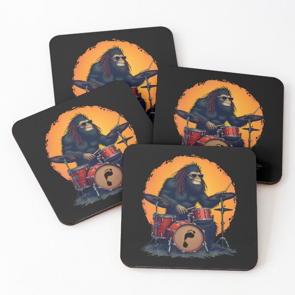 Item preview, Bigfoot Drum Squad Retro Vintage Sasquatch Playing Drums designed and sold by JaimeTrudie.