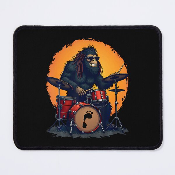 Item preview, Bigfoot Drum Squad Retro Vintage Sasquatch Playing Drums designed and sold by JaimeTrudie.