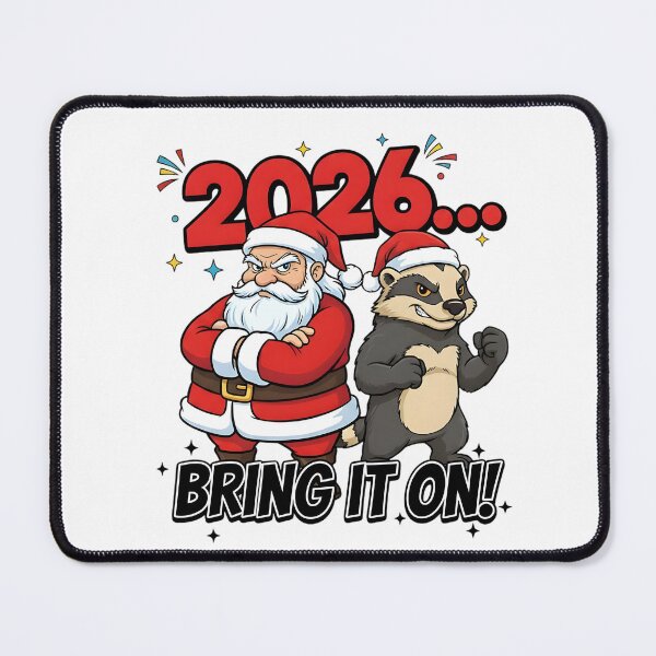 Item preview, Funny Santa and Badger New Year 2026 Celebration designed and sold by NovaDoodle Art Studio.