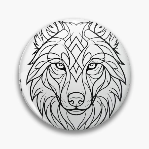 Artikelvorschau, Goldener mystischer Wolf – Okkultes Linienkunst-Symbol (Dunkle Ästhetik) entworfen und verkauft von SoulenCify.