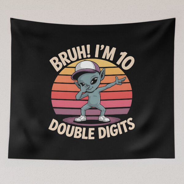 Item preview, Bruh I’m 10 Alien Dab T-Shirt – Funny Double Digits Birthday Design designed and sold by SoftyDesigns.