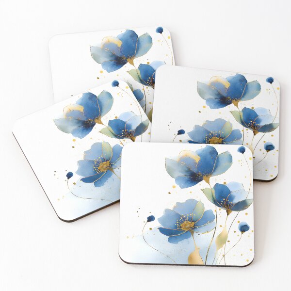 Item preview, Elegant Blue And Aqua Floral With Golden Accents designed and sold by DEC02.