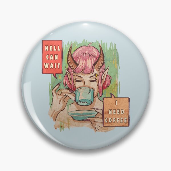 Item preview, El infierno puede esperar, necesito café - Diseño de arte pop retro de chica demonio rosa designed and sold by DanniDan.