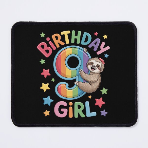 Item preview, Girl 9th Birthday Sloth 9 Year Old B-day Party Kids designed and sold by SIGORDESIGN.