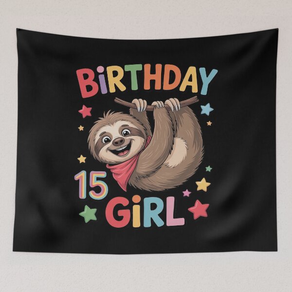 Item preview, Girl 15th Birthday Sloth 15 Year Old B-day Party Kids designed and sold by SIGORDESIGN.