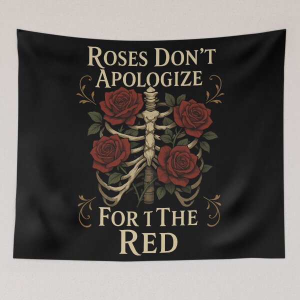 Item preview, Roses Don’t Apologize for the Red – Gothic Ribcage Rose Art Design designed and sold by Mouraludia.