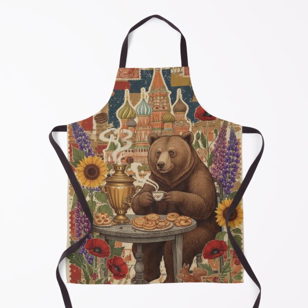 Item preview, Russian Bear Tea Samovar St Basil Vintage Collage designed and sold by CoffeeinBloom.