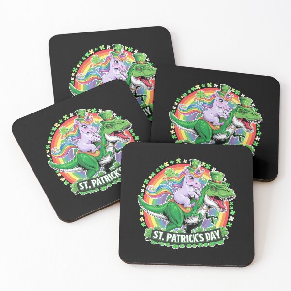Item preview, Dinosaur St. Patrick's Day Unicorn Riding T-rex designed and sold by Morphologiona.
