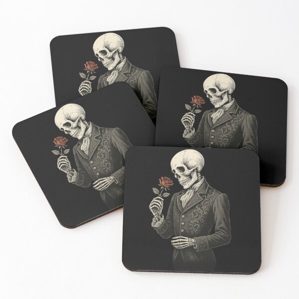 Item preview, Victorian Skeleton Gentleman with Rose – Gothic Romantic Skull Art designed and sold by Mouraludia.