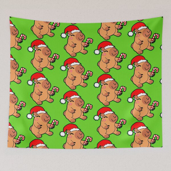 Item preview, Capybara With Santa Hat designed and sold by fantasmahappy.
