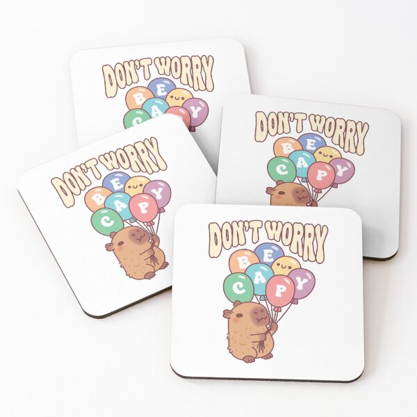 Item preview, Cute Capybara With Balloons Don't Worry Be Capy designed and sold by rustydoodle.