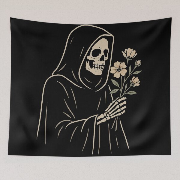Item preview, Gentle Grim Reaper – Soft Goth Skeleton with Flowers designed and sold by Mouraludia.