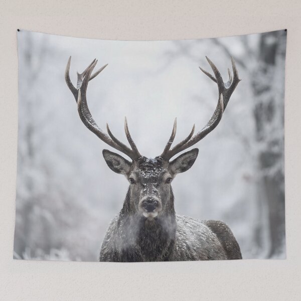 Item preview, Majestic Stag Winter Wall Art – Nordic Wildlife Photography Poster, Snow Deer Print, Rustic Cabin & Scandinavian Home Decor designed and sold by AbstractAuraArt.