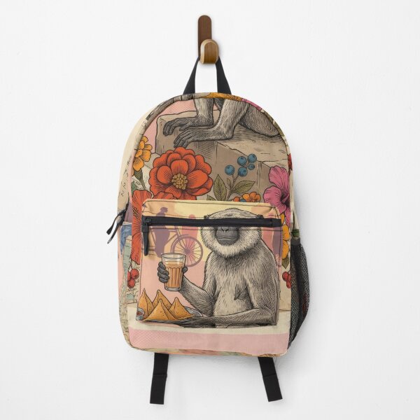Item preview, Vintage India Collage Monkey Chai Samosas Rickshaw Poster designed and sold by CoffeeinBloom.