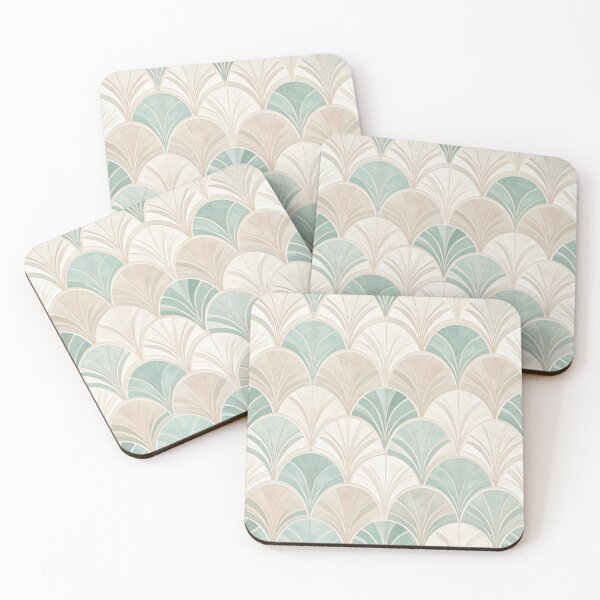 Item preview, Art Deco Palm Fan Pattern • Soft Teal & Cream Retro Design designed and sold by baheeya.
