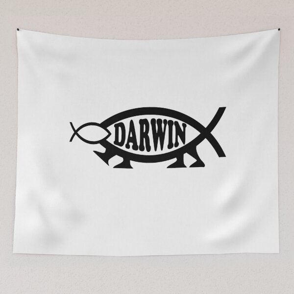 Item preview, Funny Nerdy Darwin Fish Eating Smaller Fish Symbol with Legs Black Text designed and sold by MathWare MathClips.