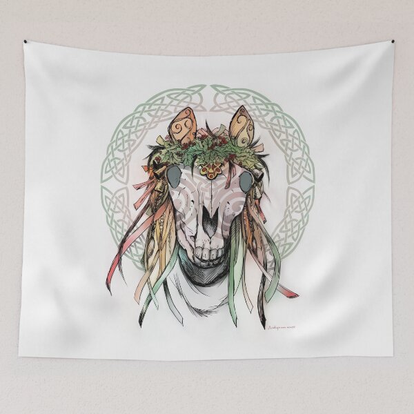 Item preview, Mari Lwyd ink and watercolour designed and sold by Aakheperure.
