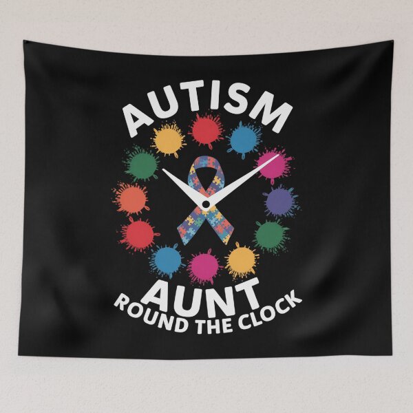 Item preview, Aunt Puzzle Piece Ribbon Clock Cool Autism Awareness designed and sold by JonathalIngham.