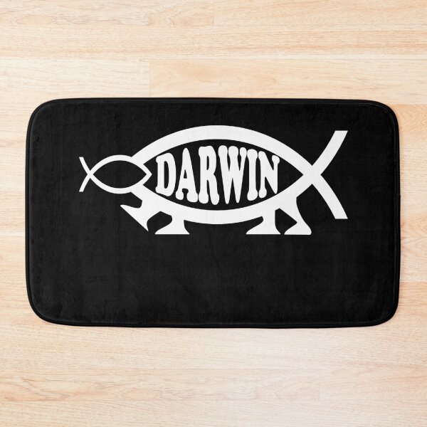 Item preview, Funny Nerdy Darwin Fish Eating Smaller Fish Symbol with Legs White Text designed and sold by MathWare MathClips.