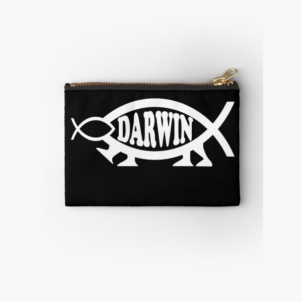 Item preview, Funny Nerdy Darwin Fish Eating Smaller Fish Symbol with Legs White Text designed and sold by MathWare MathClips.
