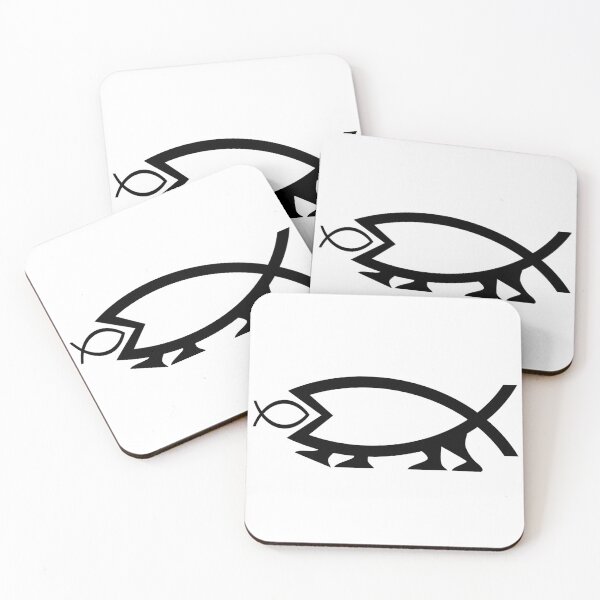 Item preview, Funny Nerdy Big Fish Eating Smaller Fish Symbol with Legs Black Text designed and sold by MathWare MathClips.