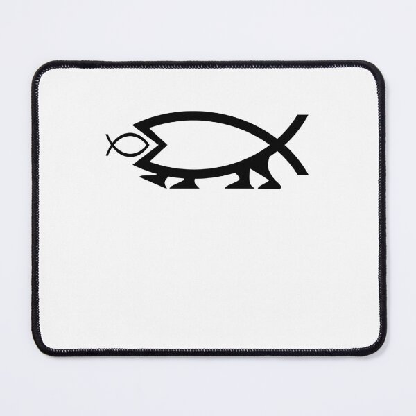 Item preview, Funny Nerdy Big Fish Eating Smaller Fish Symbol with Legs Black Text designed and sold by MathWare MathClips.