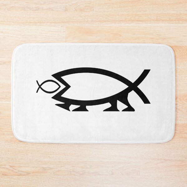 Item preview, Funny Nerdy Big Fish Eating Smaller Fish Symbol with Legs Black Text designed and sold by MathWare MathClips.