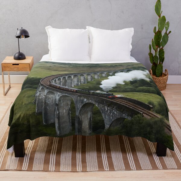 Item preview, Cinematic Steam Train Landscape Wall Art – Vintage Railway Viaduct Print, Scottish Highlands Travel Poster, Moody Nature Decor designed and sold by AbstractAuraArt.
