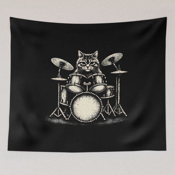 Item preview, Cat Drummer Playing Drums designed and sold by caiknelinex.