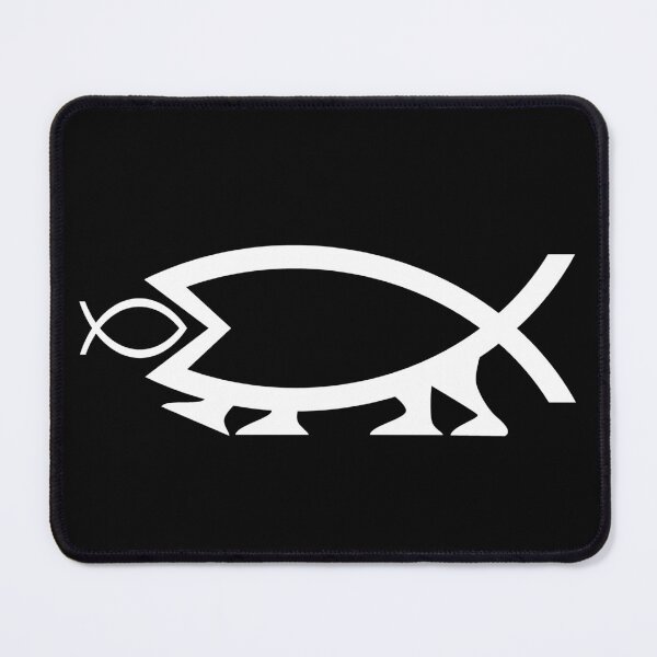 Item preview, Funny Nerdy Big Fish Eating Smaller Fish Symbol with Legs White Text designed and sold by MathWare MathClips.
