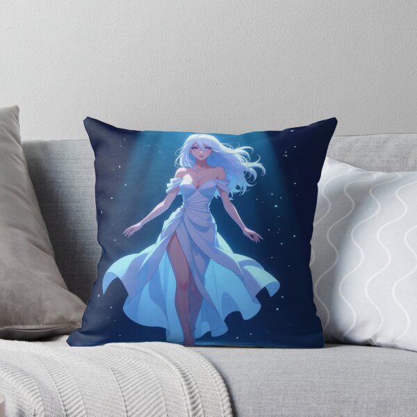 Item preview, White Haired Anime Style Woman in White Dress designed and sold by Prestons Corner.