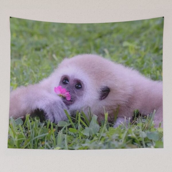 Item preview, Gibbon with flower designed and sold by monkey zone.
