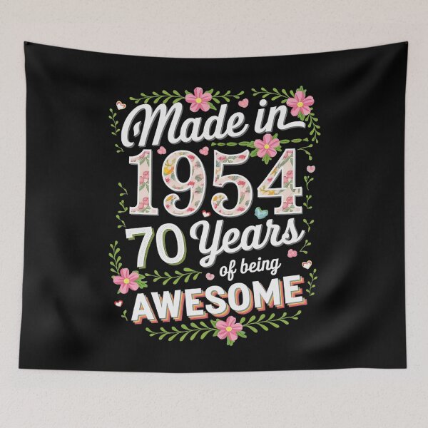Item preview, 70 Year Old Made In 1954 Floral 70th Birthday Women  designed and sold by catsdothingz.