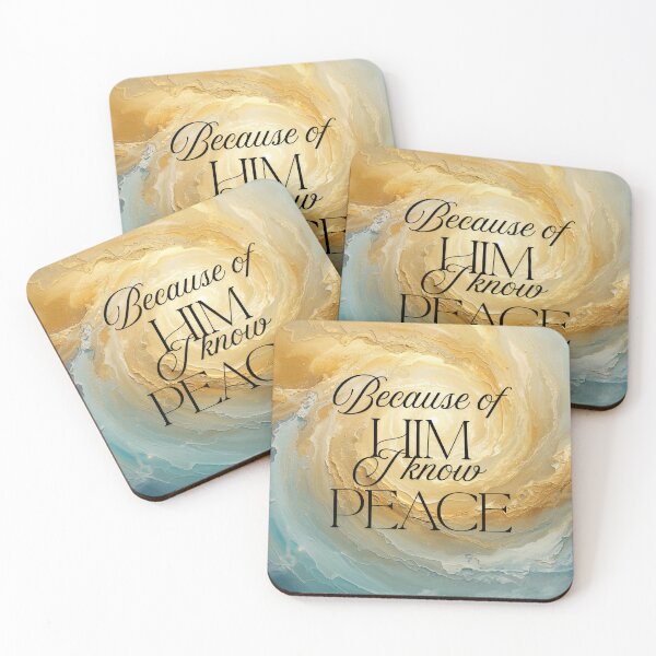 Item preview, Because of Him I Know Peace – Christian Inspirational Typography, Faith Wall Art Print designed and sold by Darcy'sArtfortheHeart.