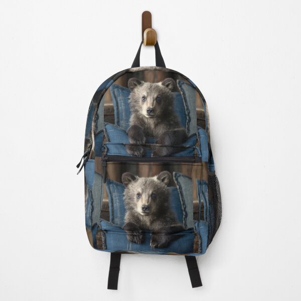 Item preview, Adorable Bear Cub on Blue Cushions designed and sold by Savannah Gibbs.