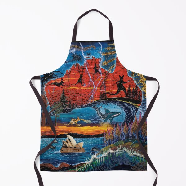 Item preview, Vibrant Australia Map Art with Uluru, Kangaroos, Sydney Opera House and Great Barrier Reef Shark designed and sold by TitanRN.