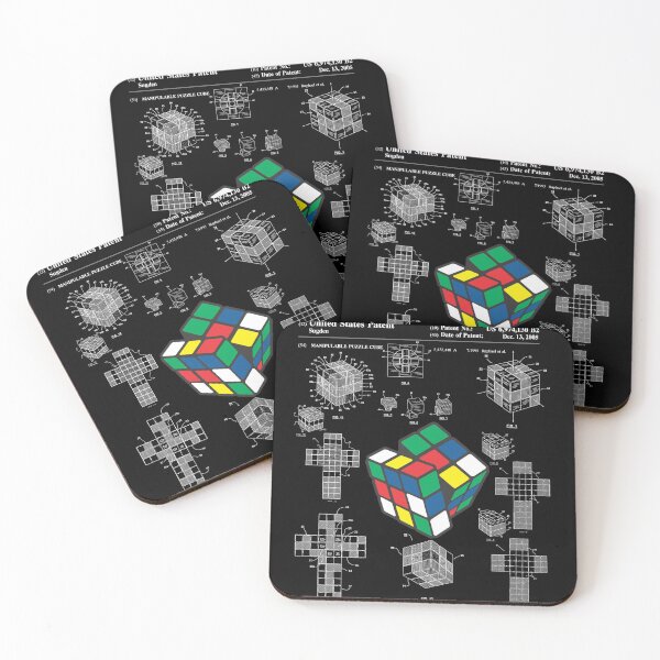 Item preview, Funny Nerdy Manipulable Puzzle Cube Game Patent Blueprints White Text designed and sold by MathWare MathClips.