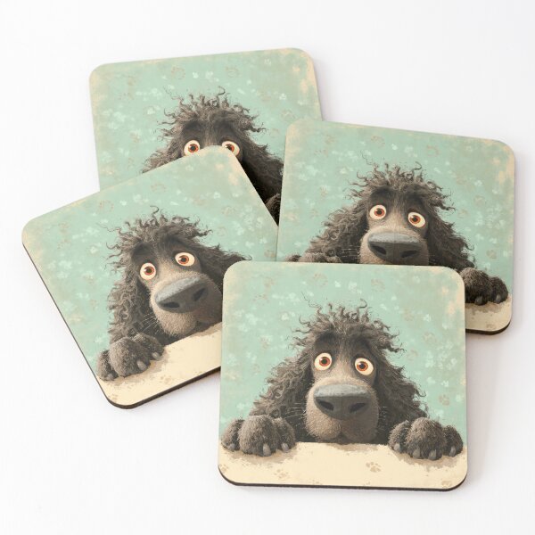 Item preview, Irish Water Spaniel Peeking over Wall 01 designed and sold by Elisabeth Lucas.