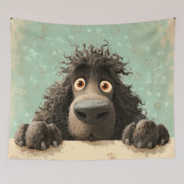 Item preview, Irish Water Spaniel Peeking over Wall 01 designed and sold by Elisabeth Lucas.