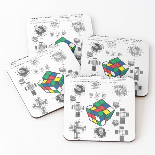 Item preview, Funny Nerdy Manipulable Puzzle Cube Game Patent Blueprints Black Text designed and sold by MathWare MathClips.