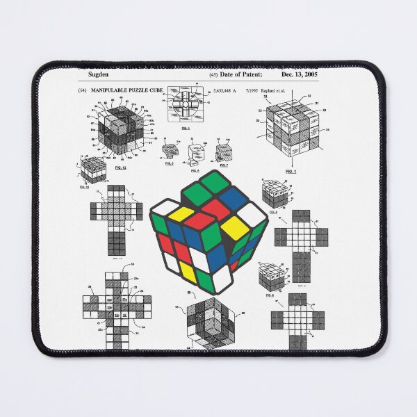 Item preview, Funny Nerdy Manipulable Puzzle Cube Game Patent Blueprints Black Text designed and sold by MathWare MathClips.