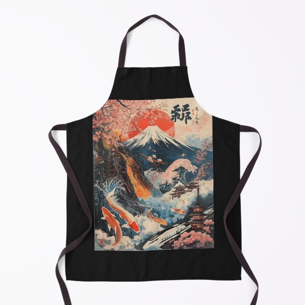 Item preview, Mount Fuji Cherry Blossom Koi Fish Japanese Art - Ukiyo-e Style Landscape with Waves and Pagoda designed and sold by TitanRN.