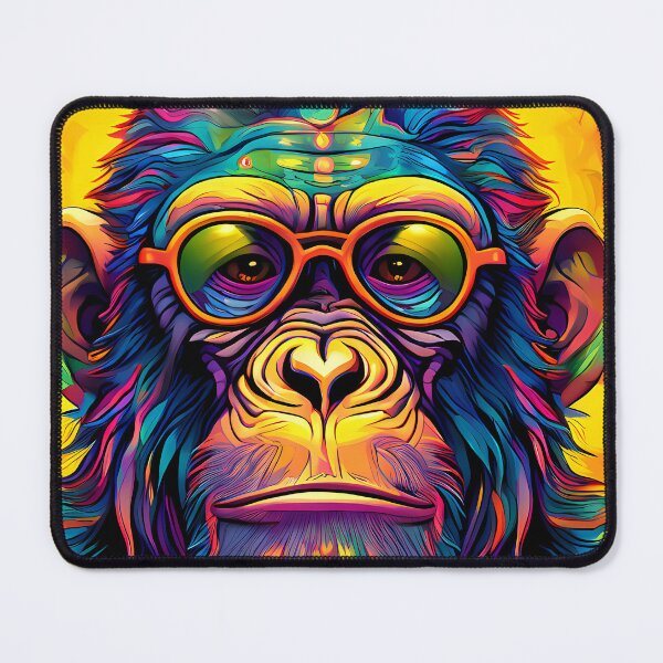 Item preview, Monkey wearing glasses in psychedelic colors designed and sold by Mianku | Für das Leben.