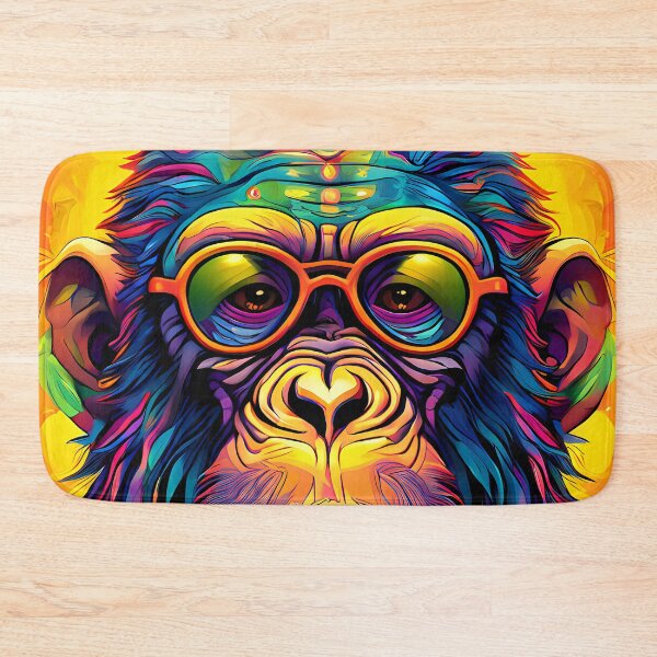 Item preview, Monkey wearing glasses in psychedelic colors designed and sold by Mianku | Für das Leben.