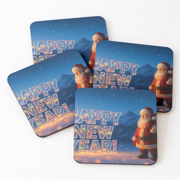 Item preview, An icy New Year's greeting in a winter evening mountain landscape with Santa designed and sold by 4Seasons.