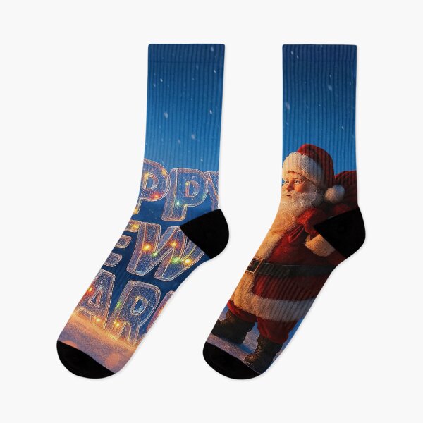 Item preview, An icy New Year's greeting in a winter evening mountain landscape with Santa designed and sold by 4Seasons.